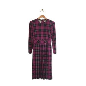 Vintage Karin Stevens 8 plaid maxi dress pink 1970